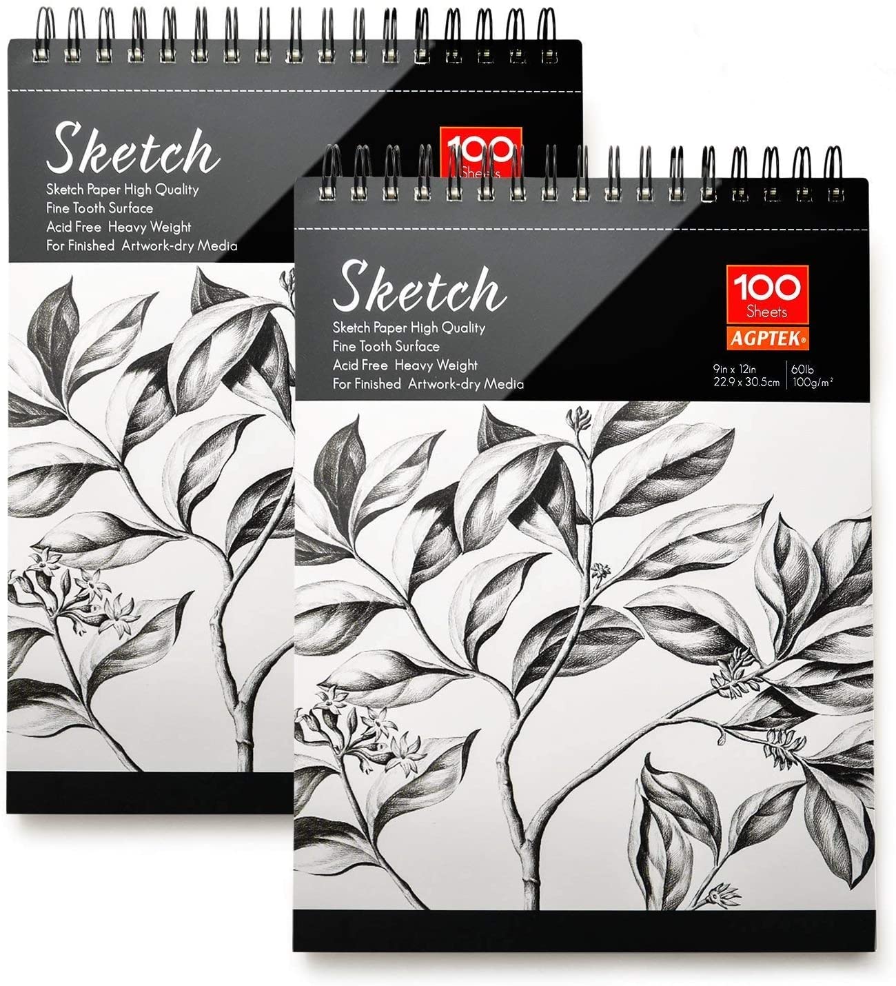5.5 X 8.5 Spiral Sketchbook 2 Pack 200 Sheets Free Sketch Pads for
