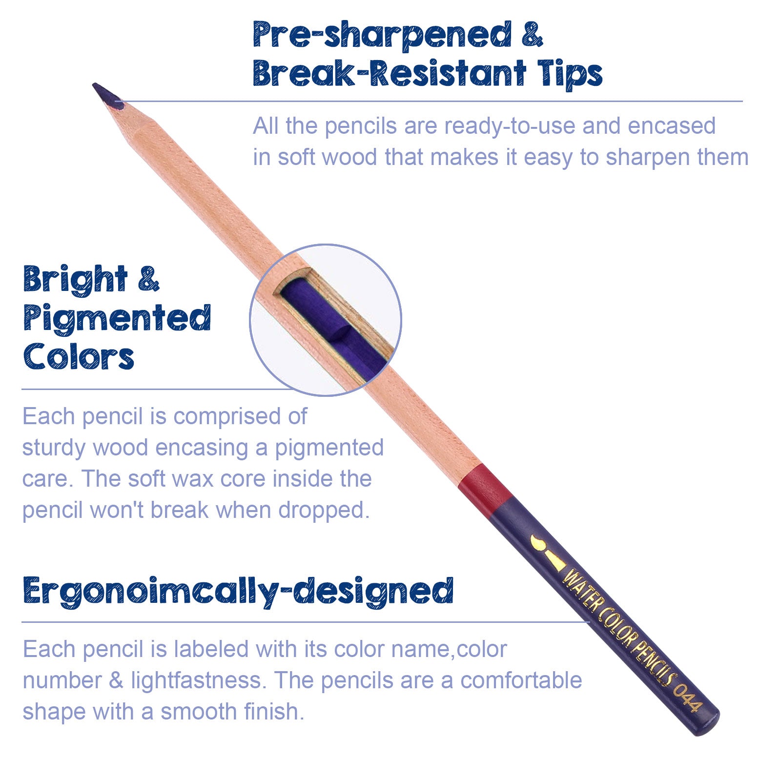 AGPtek Watercolor Pencils, AGPTEK Professional Watercolor Pencils Set, 48 Colored  Pencils with Dip Pens,Pencil Extender,Three 2B