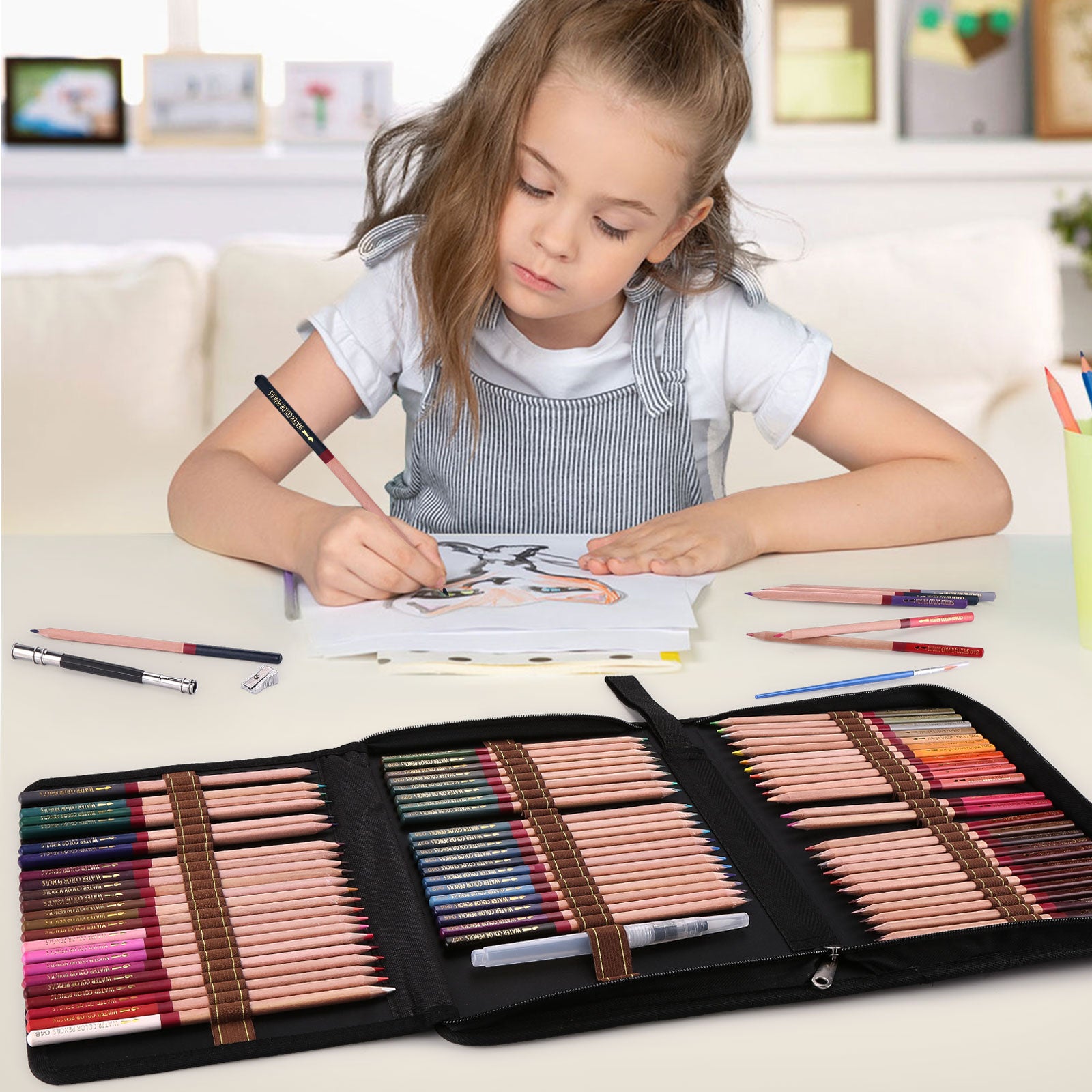 AGPTEK Watercolor Pencils, Professional Watercolor Pencils Set, 48 Colored  Pencils with Dip Pens,Pencil Extender,Three 2B Pencils,Water Brush