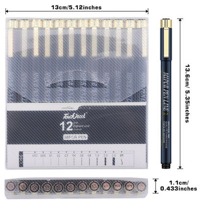 Drawing Pens, Limous 12 Sets FineLiner Drawing Pens 0.15mm to 0.5mm Micro Fine Point Drawing Pens, Pigment Ink Pens for Illustration, Sketching, Art Watercolor, Manga, Calligraphy and Scrapbooking