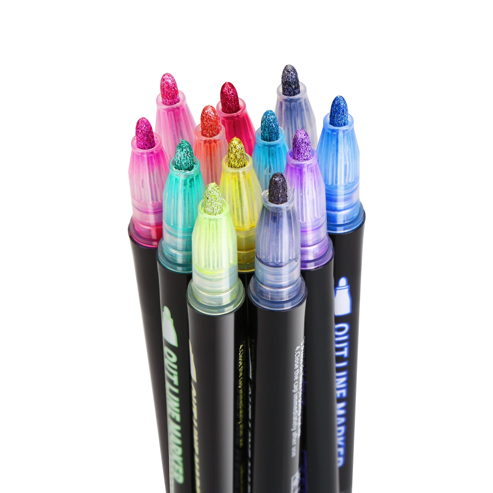 Double Line Metallic Markers,Inoranges Outline Metal Marker Pens