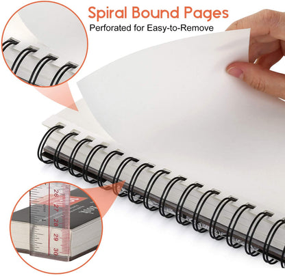 Sketch Book, Sketch Book Set 4 Packs 400 Sheets 5.5 X 8.8 inches (68lb/100gsm) Spiral Bound Professional Sketch Book Set