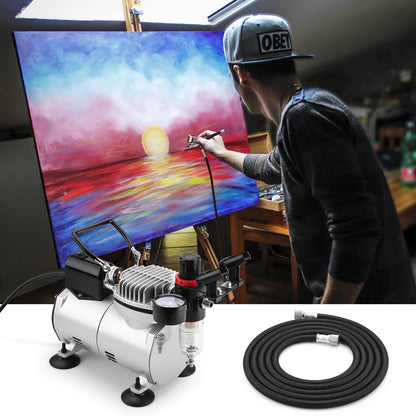 Airbrush Compressor Professional Airbrushing Paint System, Upgraded Airbrush Compressor Kit with a 6FT Air Hose and an Airbrush Holder