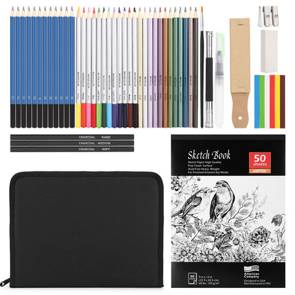 Color Pencil Set, Colored Pencil Set of 53, Drawing Pencil,Watercolor Pencil & Sketching Pencil Set With Canvas Zipper Case, Ideal for Artists, Sketchers, Teachers & Students